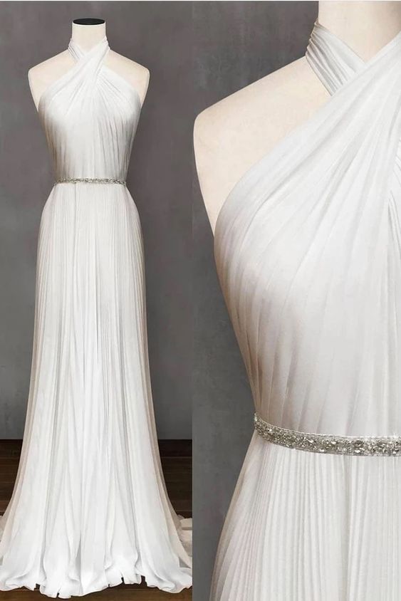 Simple Light Gray Chiffon Long Open Back Mermaid Prom Dress, Evening Dress  cg8471