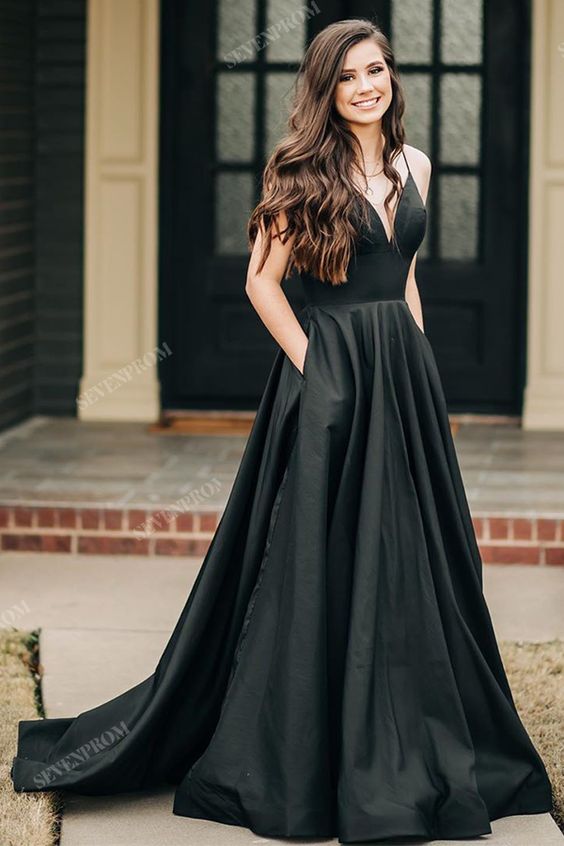 Black Prom Dresses, Simple Long Formal Dress  cg8565