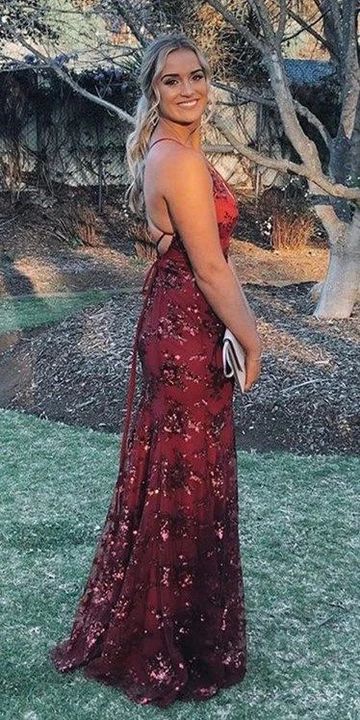 Fitted Burgundy Long Formal Dress Prom Dress  cg8661