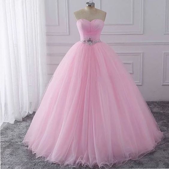 Beautiful Ball Gown Pink Sweetheart Tulle Party Gown, Sweet 16 Dresses Prom Dress  cg8720