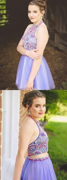 Halter Tulle Party Dress, Short Homecoming Dress  cg8746