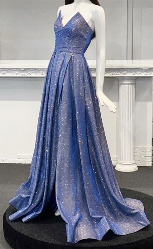 strapless bodice corset leg slit prom dresses sparkly evening gown  cg8753