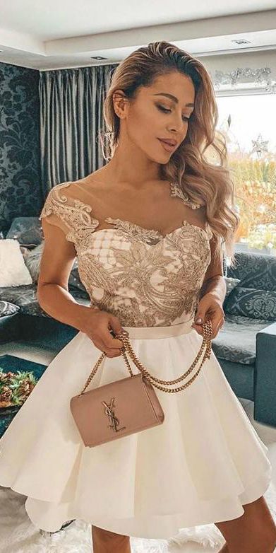 Off the Shoulder Short Homecoming Dresses with Embroidery  cg8841