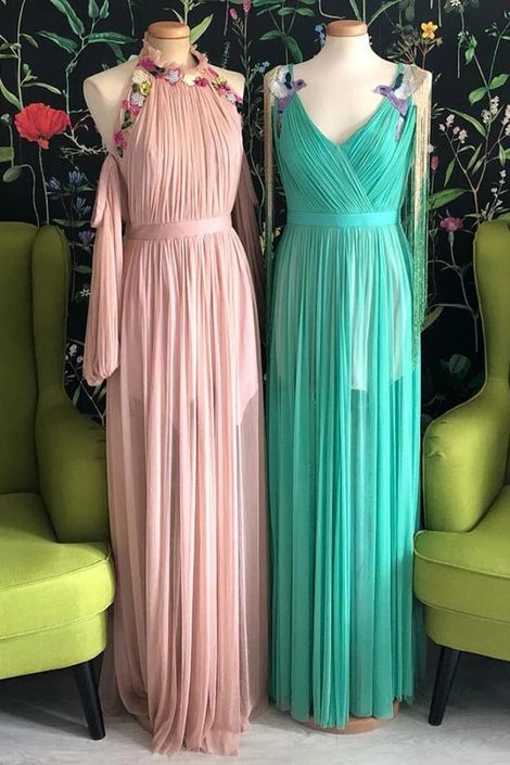 Unique long chiffon spring a line prom dress, long evening dress  cg8942