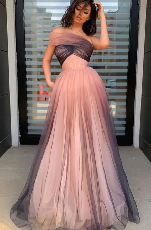 UNIQUE A-LINE TULLE LONG PROM DRESS TULLE FORMAL DRESS  cg8971