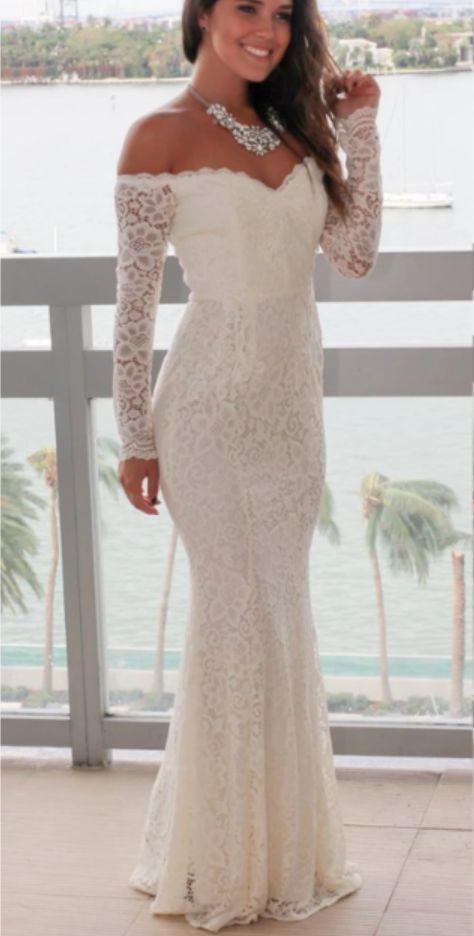 Off the Shoulder Lace Prom Dress, Charming Mermaid Long Sleeve Prom Dress  cg8985