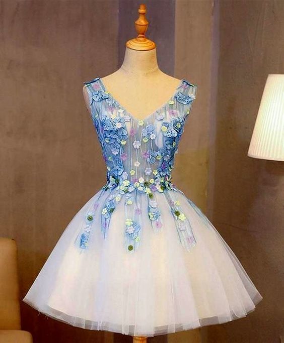 Cute Dresses, Homecoming Dress Blue, Lace Dresses, Dresses Short  cg9064