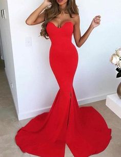Sexy Red Mermaid Prom Dress, Trumpet Long Evening Dress, Formal Gown  cg9120