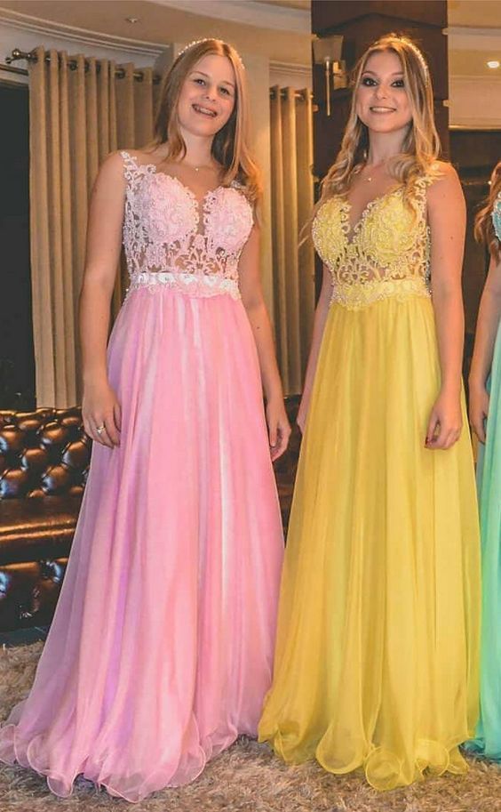 A-line Sheer Bodice Long Prom Dress,Sleeveless Prom Dress,Prom Gowns, Formal Women Dress  cg9373