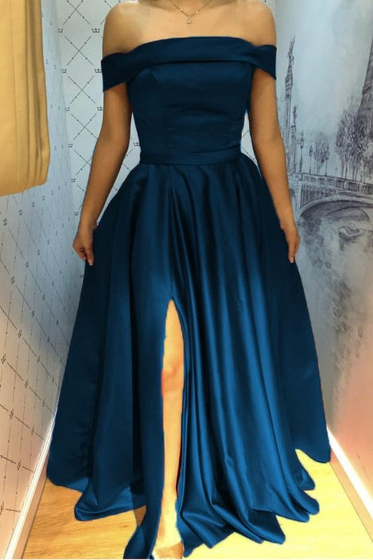 navy blue prom dress,navy blue evening gown,sexy prom dress,off the shoulder prom dress  cg9382