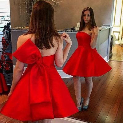 Red Short Strapless Homecoming Dresses  cg9394