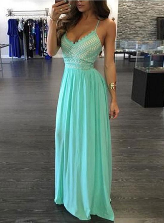 Stylish A line v neck chiffon long prom dress, evening dresses  cg9406