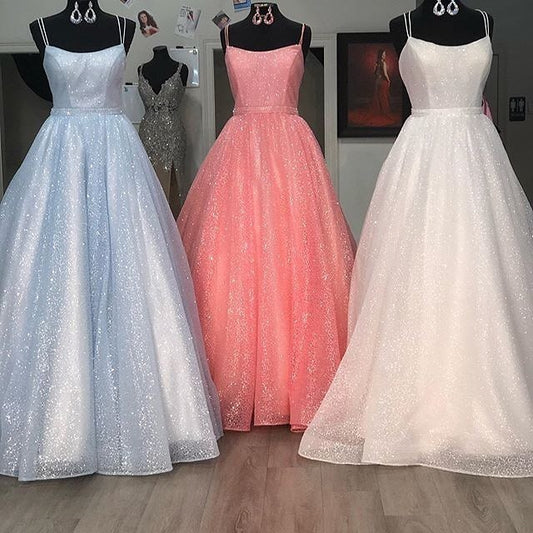 Custom Prom Dress,Tulle Prom Gown,Spaghetti Straps Evening Dress,A-Line Prom Gown   cg9433