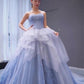 Blue Prom Dress,Ball Gown Prom Gown,Strapless Evening Dress,Tulle Prom Gown   cg9446