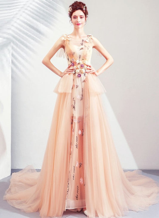 Charming Prom Dress,Tulle Prom Gown, A-Line Prom Dress,Appliques Wedding Gown   cg9454