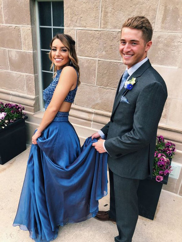 Sweep/Brush Cascading Ruffles Halter Sleeveless Evening Dress ，prom dr ...