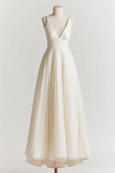 Deep V Neck Prom Dress,White Prom Dress,Fashion Prom Dress   cg9468
