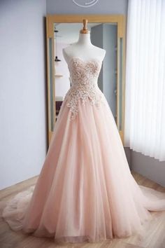 Blush pink customize long lace up senior prom dress   cg9483