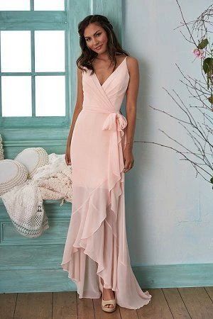 Pink Chiffon ,V-Neck Prom Dress, High-Low Backless   cg9566