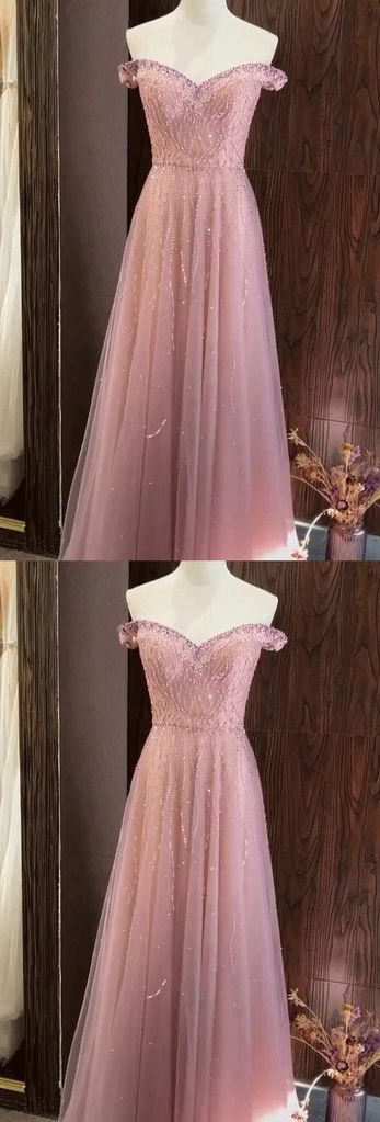 Stunning Gorgeous Off Shoulder Tulle Floor Length Dress, Long Prom Dress   cg9575