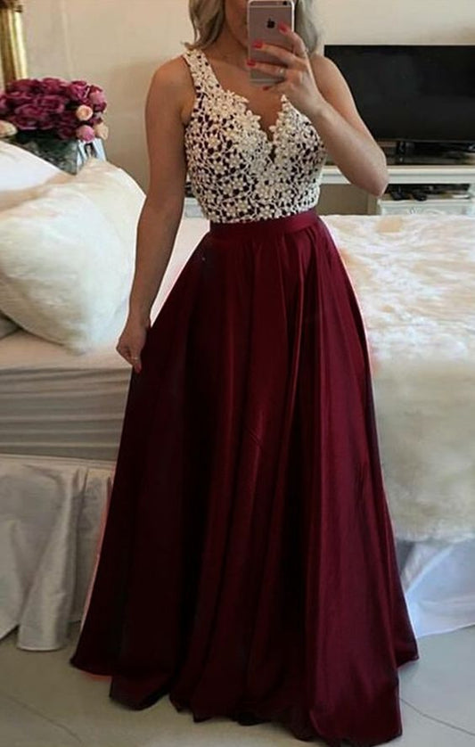 Charming A Line Prom Dress - V Neck Long Pleated Illusion Back With Appliques Pearls  cg8636