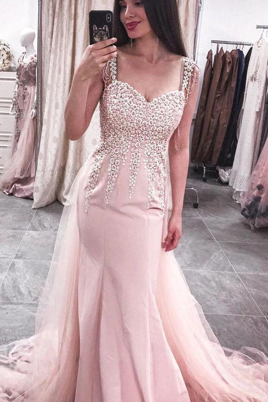 Mermaid Pink Prom Dress with Appliques   cg9639