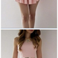 Simple A-Line Scoop Sleeveless Satin Pink Short Homecoming Dress With Pleats cg966