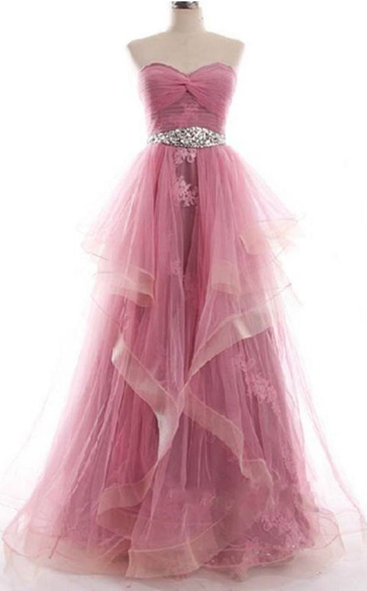 Sweatheart Neck Prom Dress,strapless Prom Dress,beading Prom Dress,long Prom Dress,tulle Prom Dress,high Quality Prom Dress  cg9706