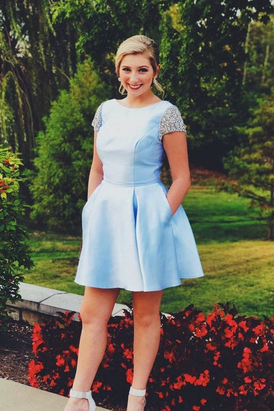 Short Blue Homecoming Dress  cg9740