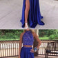 Royal Blue Prom Dress Slit Skirt, Prom Dresses, Evening Gown,Graduation School Party Gown, Winter Formal Dress cg979