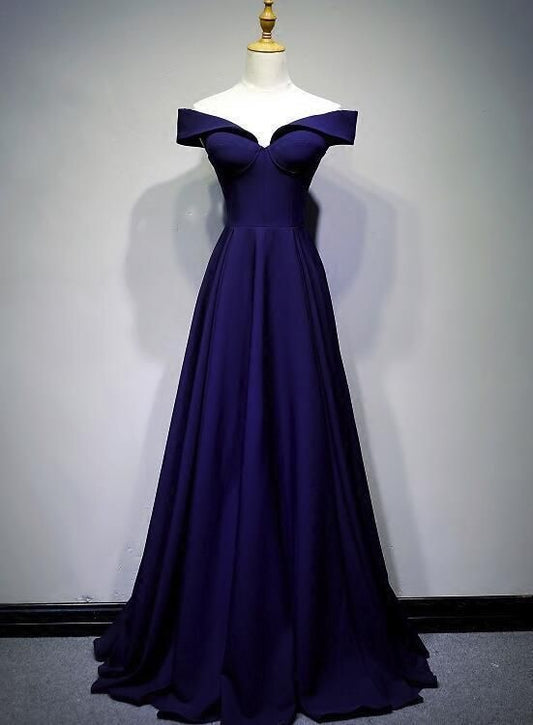 Beautiful Navy Blue A-line Long Prom Dress    cg9795
