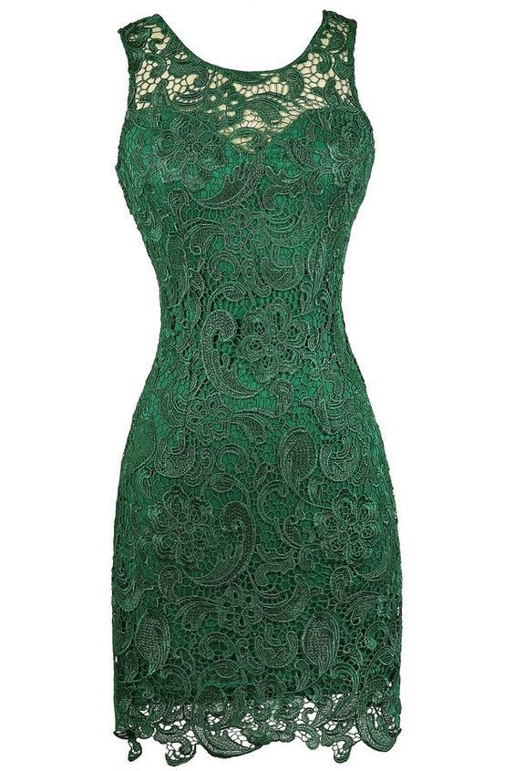 Green Lace Sleevesless Short Homecoming Dress   cg9955