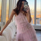 New Style Halter Ruffles Tulle Prom Dress With Slit,Charming Long Party Dress  cg24858